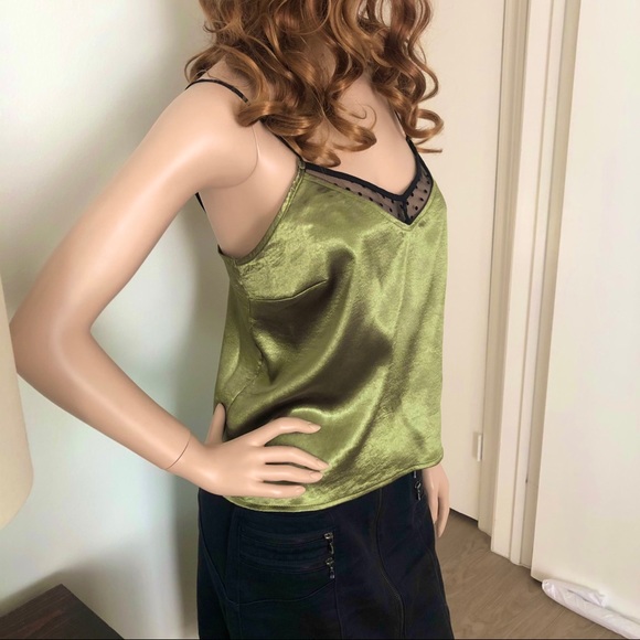 Guess Olive Green Satiny V-Neck Camisole Top - Picture 3 of 14